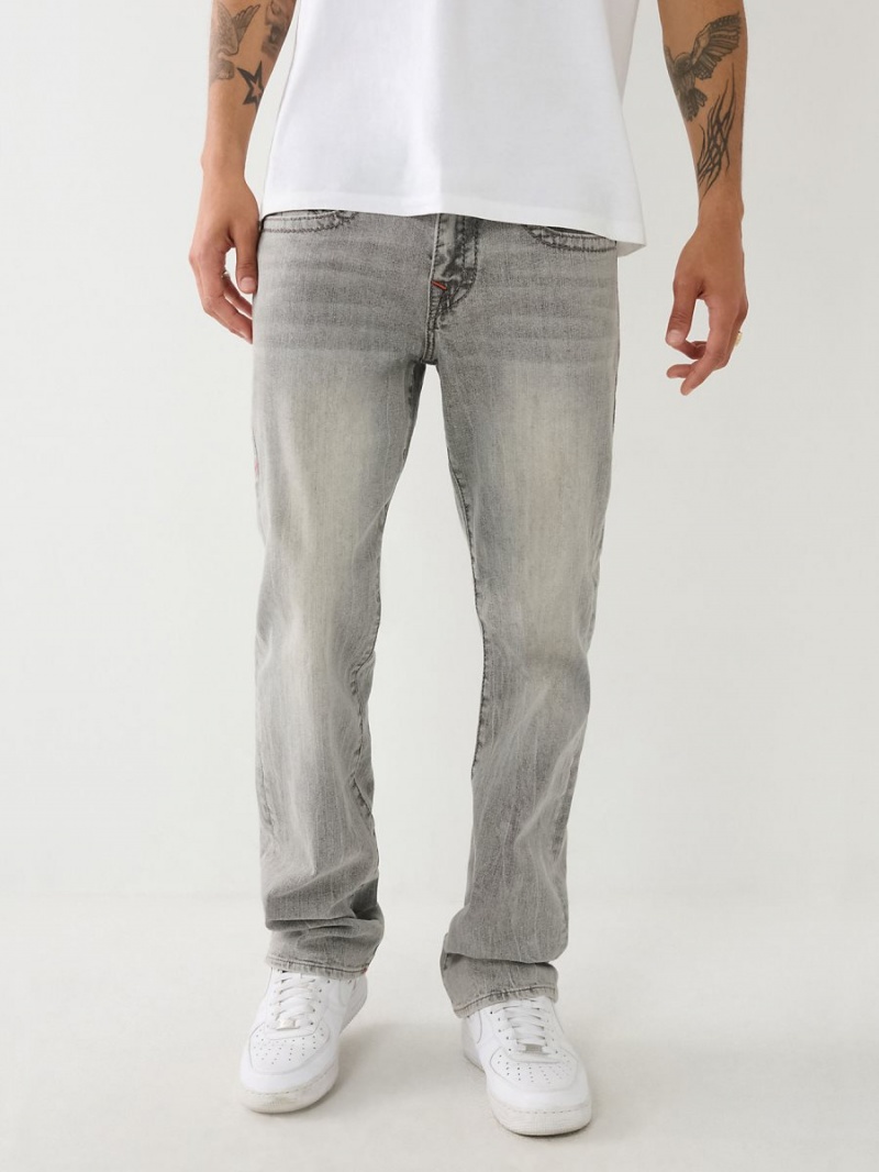 Grail Grey Wash True Religion Ricky Big T Flap Straight Jeans | 5309-DMLAV