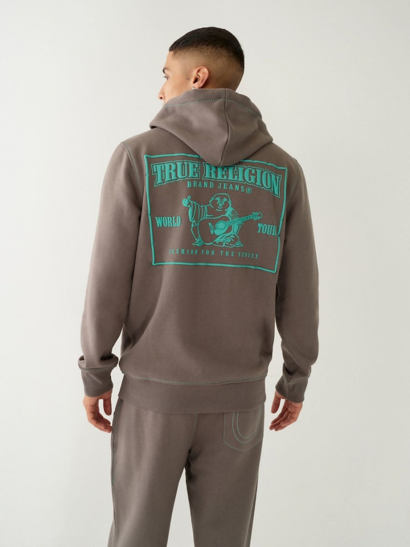 Granite True Religion Big T Zip Hoodie | 4529-ZKXSC