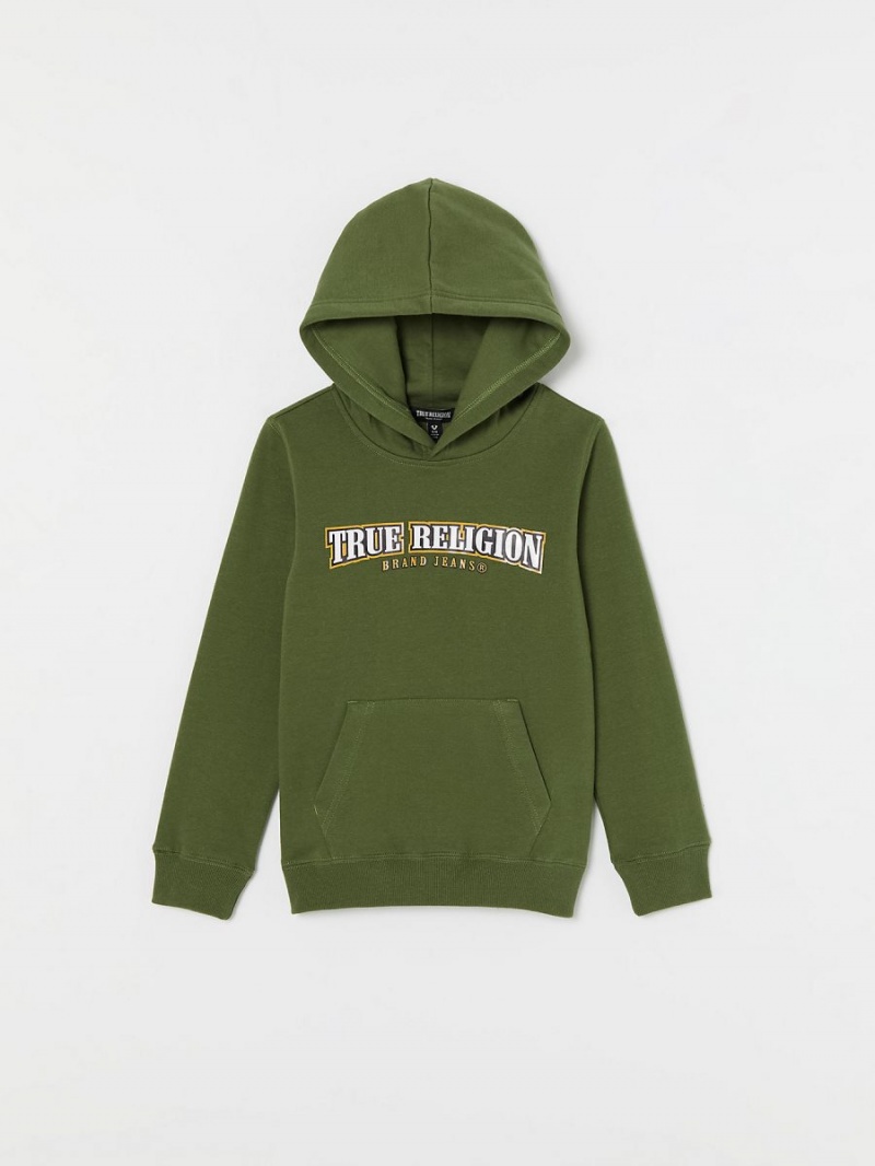 Green True Religion Boys Logo Hoodie | 4372-NBPJL