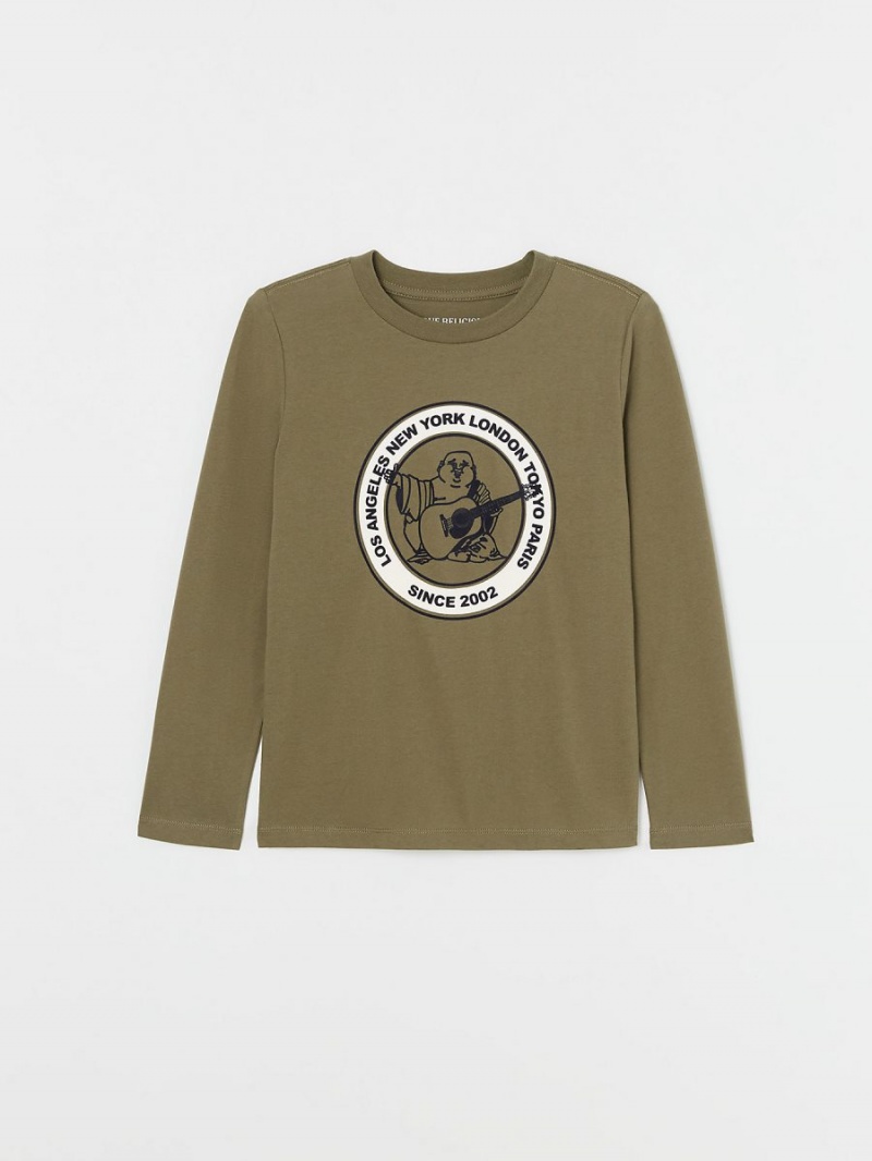 Green True Religion Boys Long Sleeve Logo T Shirts | 5614-OQSZB