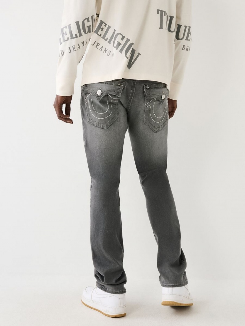 Grey Charcoal True Religion Ricky Big T Stitch Straight Jeans | 8064-VRBKC