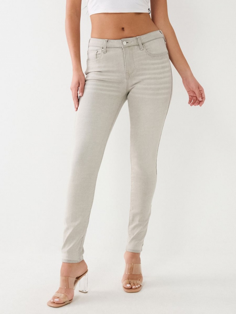 Grey Steam True Religion Jennie Mid Rise Super Skinny Jeans | 3415-NXDTC