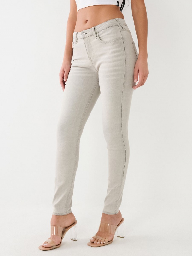 Grey Steam True Religion Jennie Mid Rise Super Skinny Jeans | 3415-NXDTC