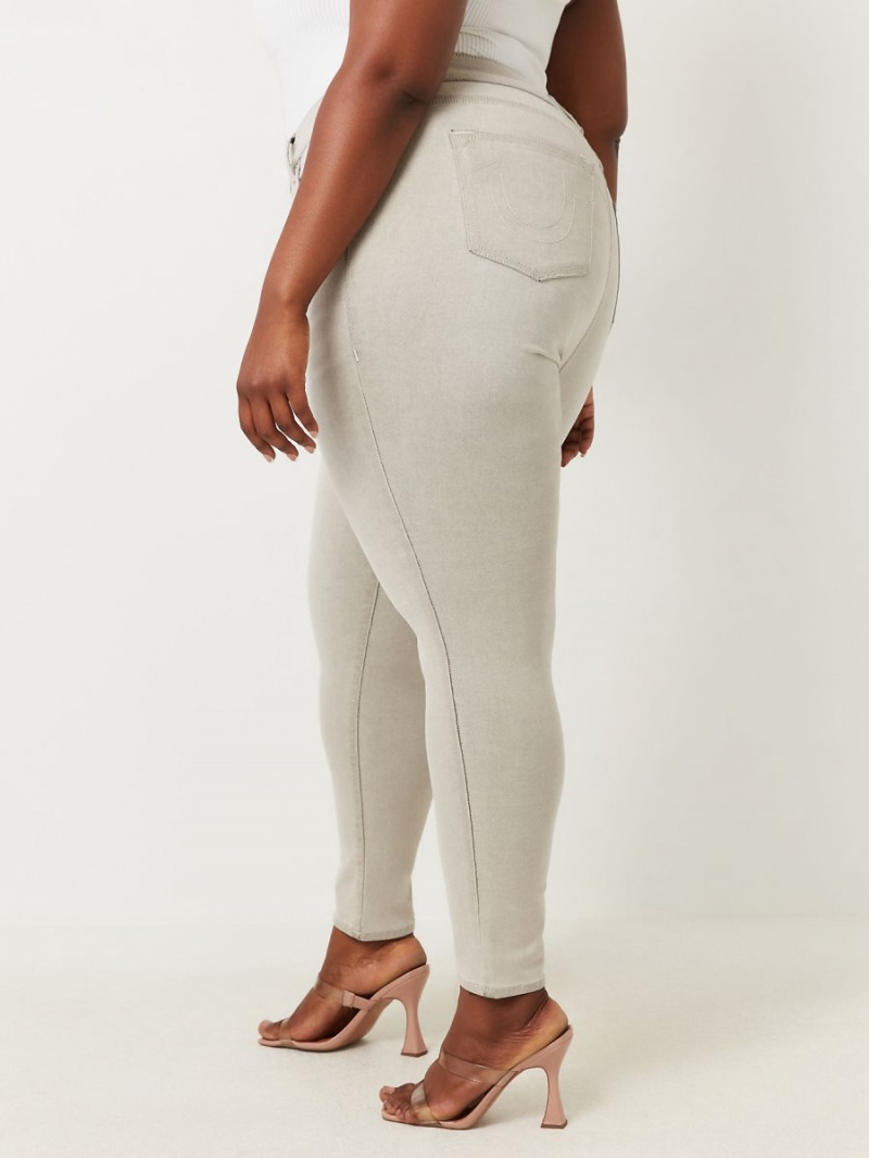 Grey Steam True Religion Plus Jennie Mid Rise Skinny Jeans | 6342-LVQAO