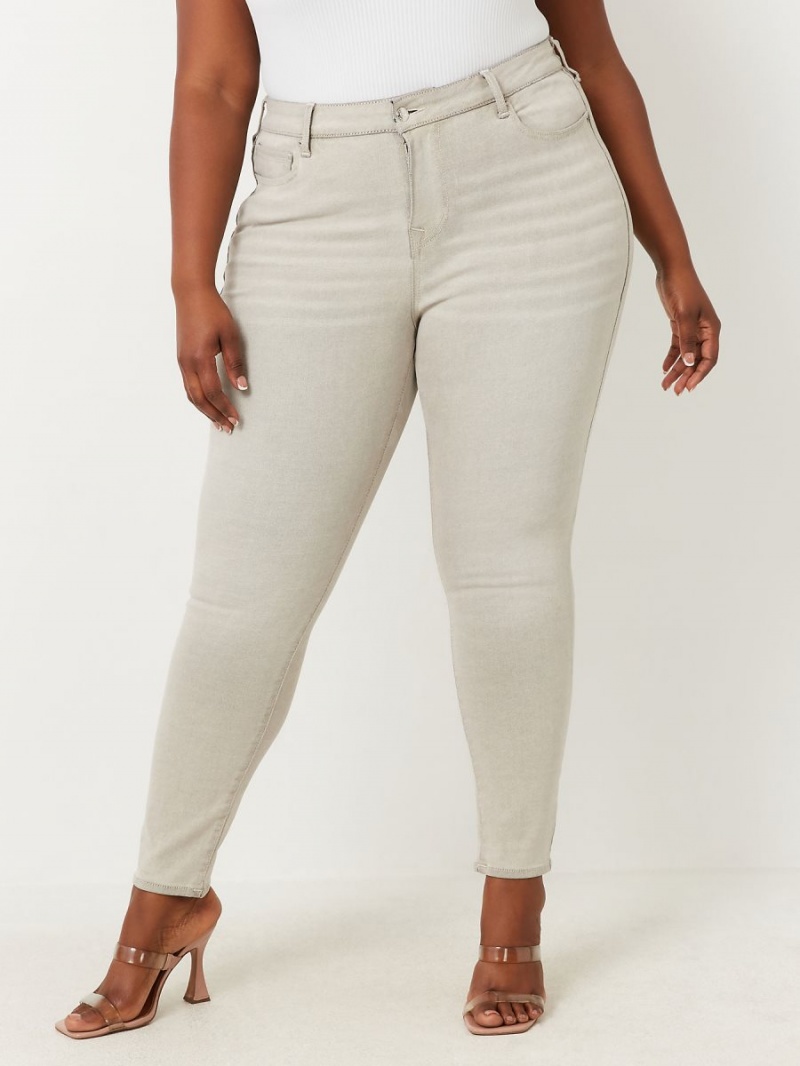 Grey Steam True Religion Plus Jennie Mid Rise Skinny Jeans | 6342-LVQAO