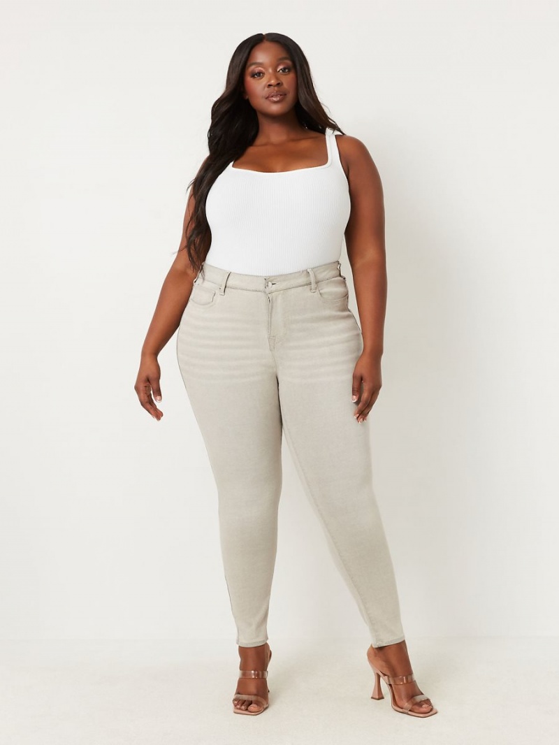 Grey Steam True Religion Plus Jennie Mid Rise Skinny Jeans | 6342-LVQAO