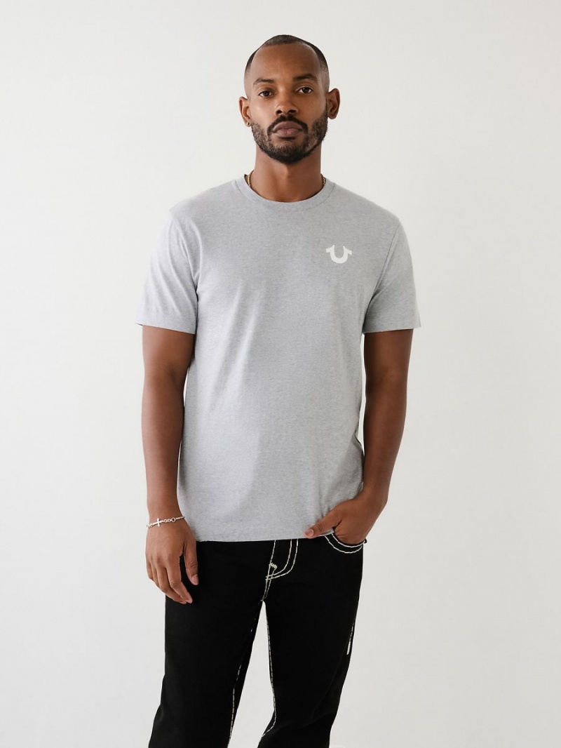 Grey True Religion Buddha Logo T Shirts | 8150-DUNVQ