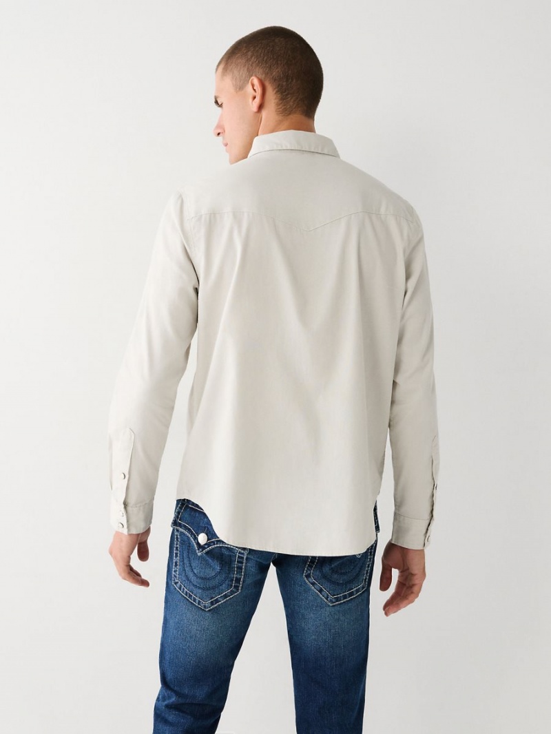 Grey /White True Religion Big T Western Shirts | 1253-TJCGK