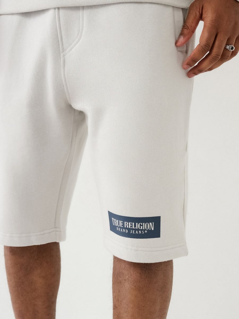 Grey /White True Religion Logo Sweat Shorts | 5871-GEFNZ