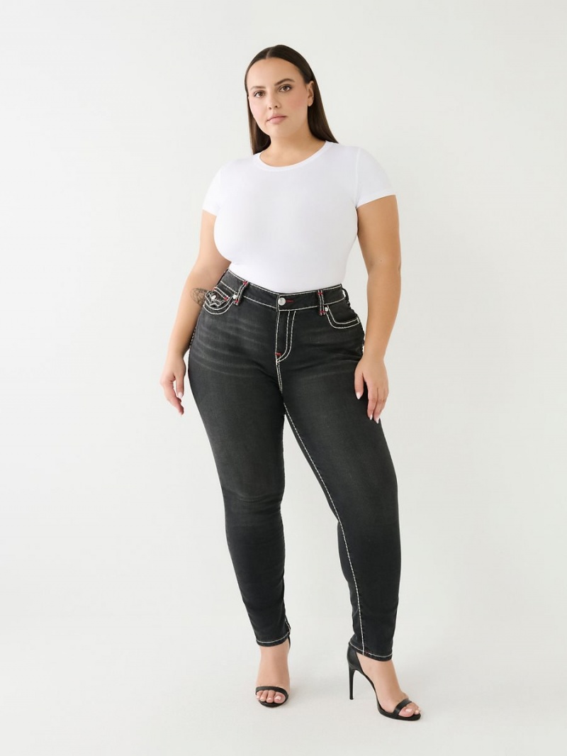 Havana True Religion Plus Jennie Mid Rise Super T Skinny Jeans | 3012-YLOXJ