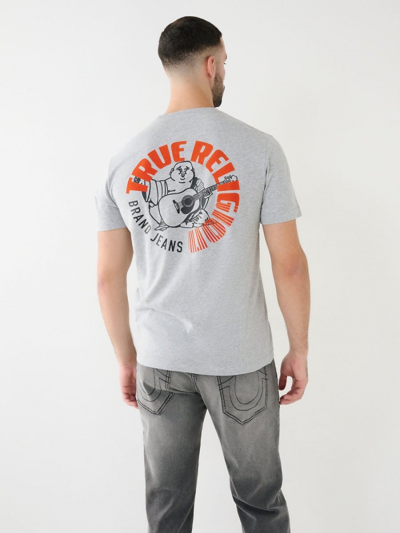 Heather Grey True Religion Buddha Logo Crew T Shirts | 5406-SKGQX