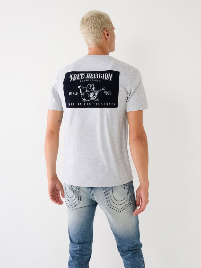 Heather Grey True Religion Buddha Logo T Shirts | 0527-BKDZJ