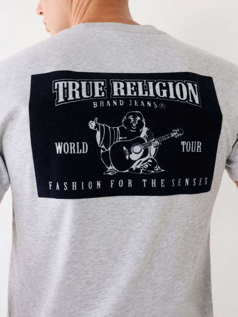 Heather Grey True Religion Buddha Logo T Shirts | 0527-BKDZJ