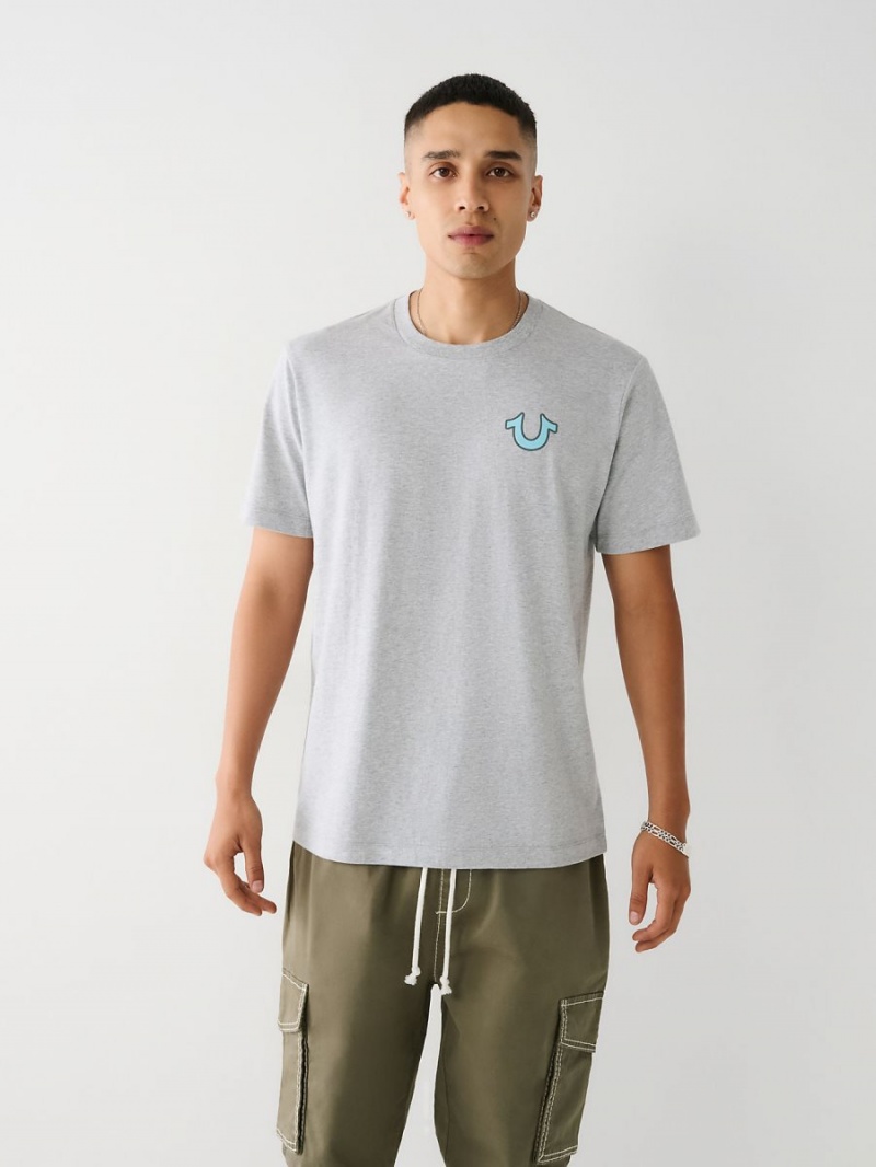 Heather Grey True Religion Buddha Logo T Shirts | 2908-JZQLI