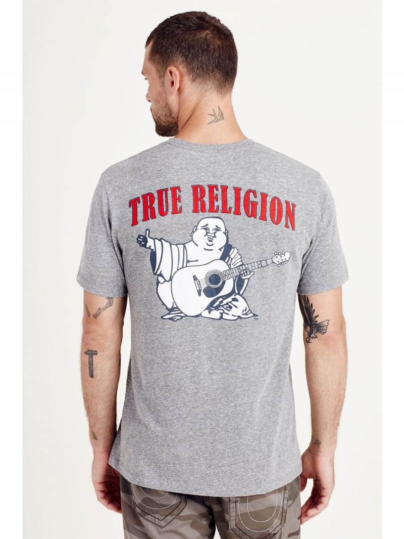 Heather Grey True Religion Buddha Logo T Shirts | 3207-KWFVY