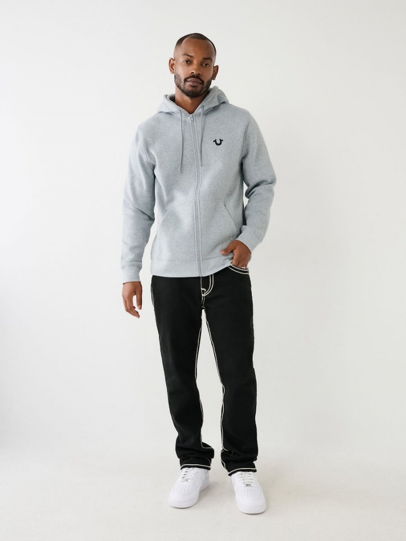 Heather Grey True Religion Buddha Zip Hoodie | 1258-FPGSB