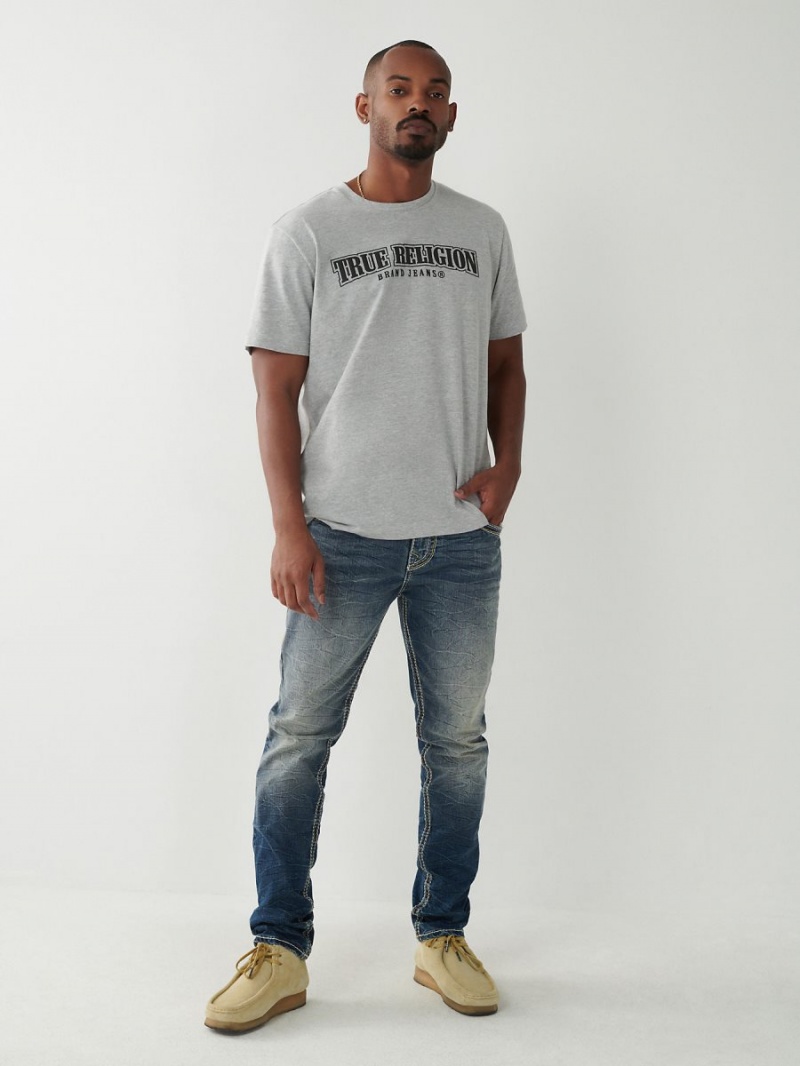 Heather Grey True Religion Horseshoe Relaxed T Shirts | 6754-EGPYV