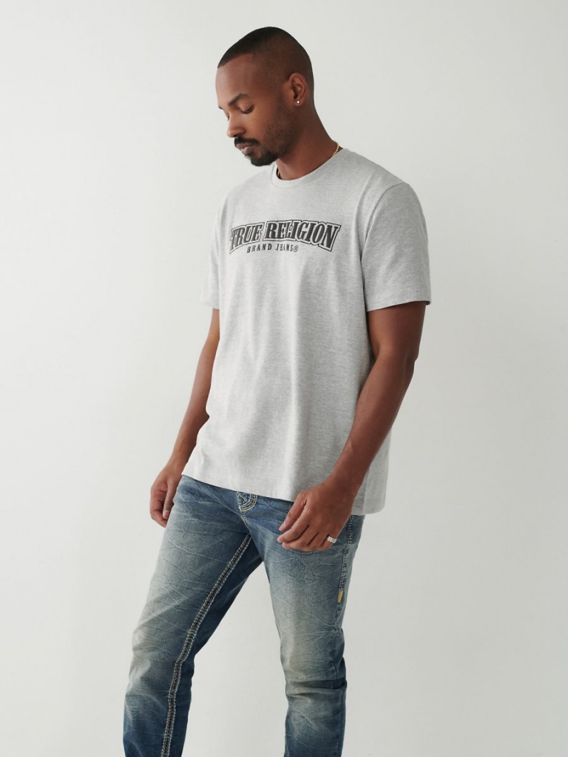 Heather Grey True Religion Horseshoe Relaxed T Shirts | 6754-EGPYV