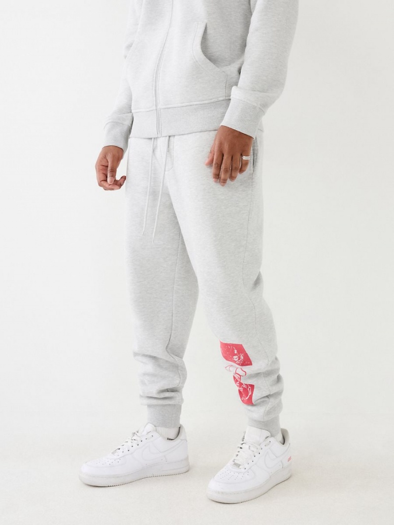 Heather Grey True Religion Logo Jogger | 8172-HGXNW