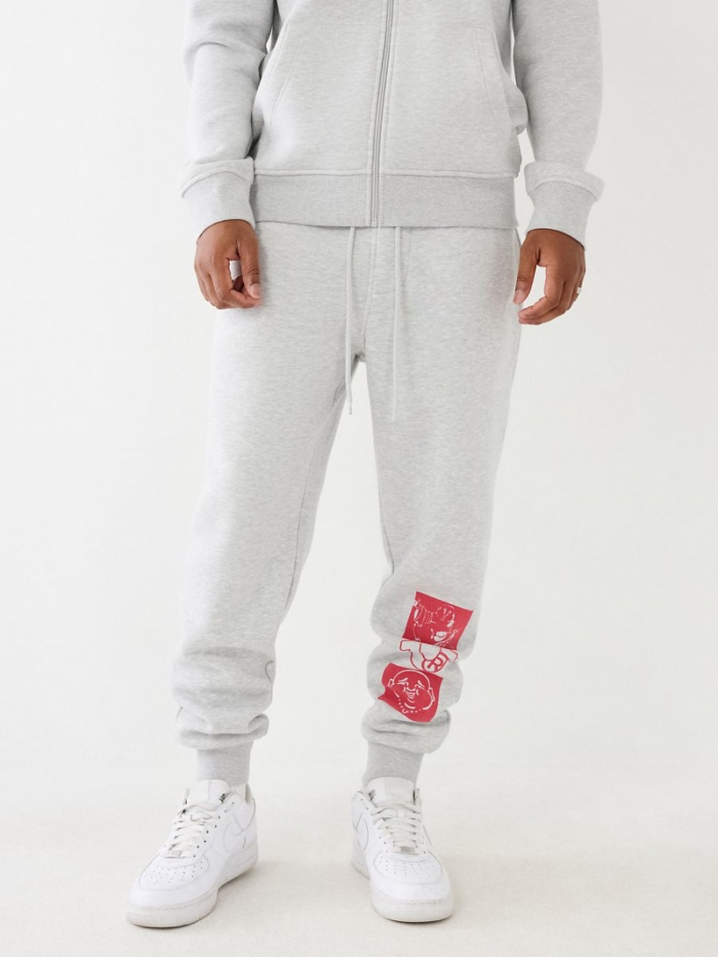 Heather Grey True Religion Logo Jogger | 8172-HGXNW