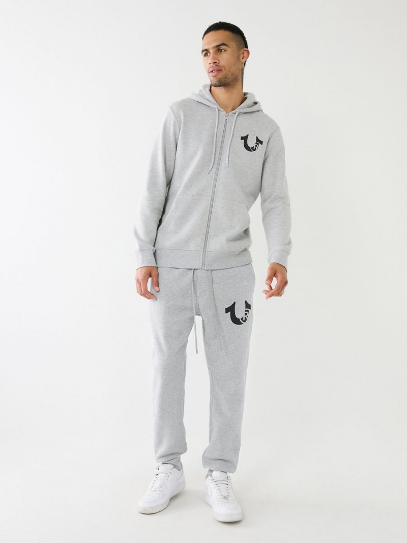 Heather Grey True Religion Logo Jogger | 6941-IOBMS