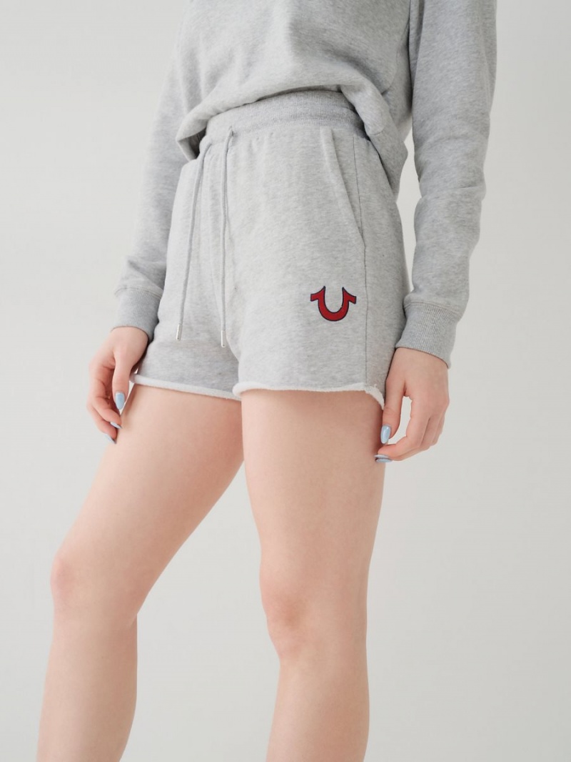 Heather Grey True Religion Logo Sweat Shorts | 2138-TPODJ