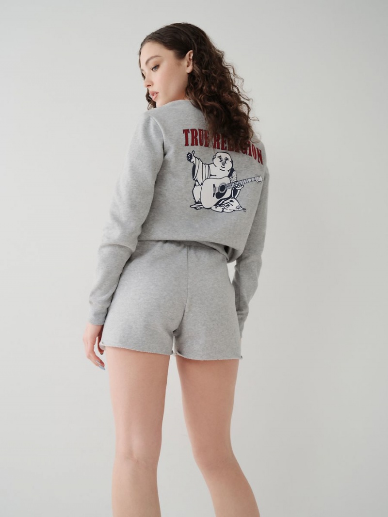 Heather Grey True Religion Logo Sweat Shorts | 2138-TPODJ