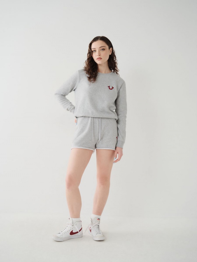 Heather Grey True Religion Logo Sweat Shorts | 2138-TPODJ