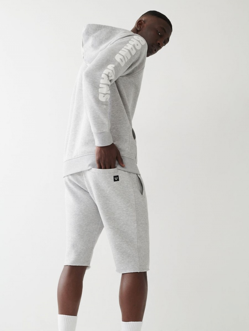 Heather Grey True Religion Logo Sweat Shorts | 4106-RNQKG