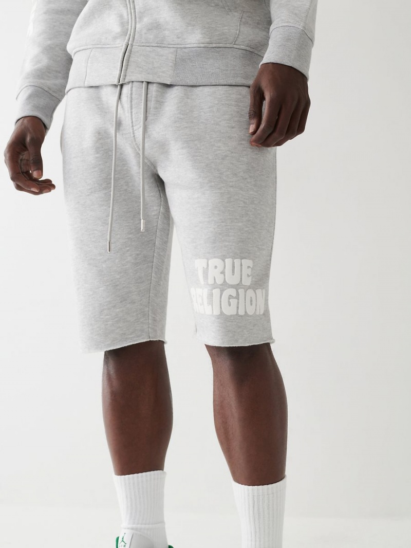 Heather Grey True Religion Logo Sweat Shorts | 4106-RNQKG