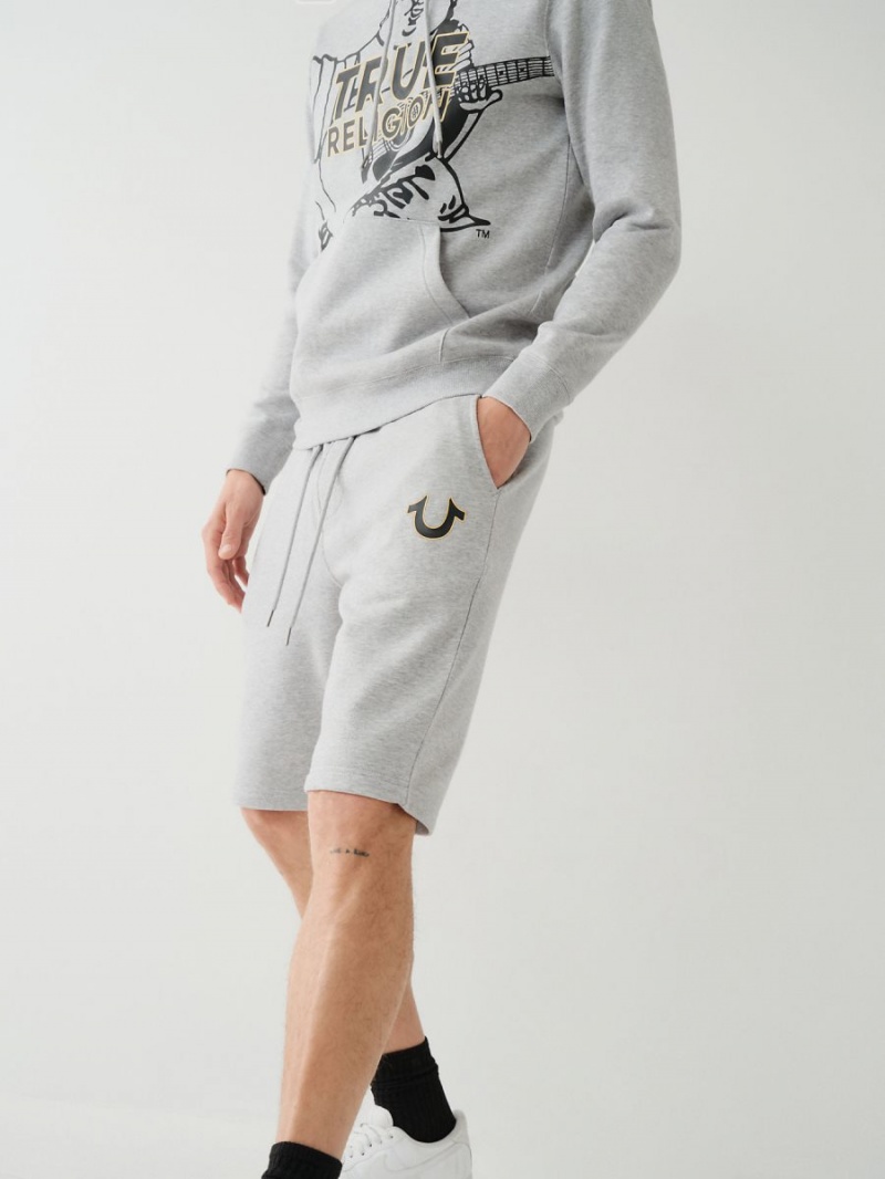 Heather Grey True Religion Logo Sweat Shorts | 7014-NBVKT