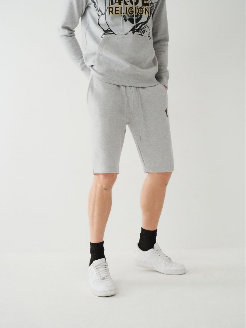 Heather Grey True Religion Logo Sweat Shorts | 7014-NBVKT