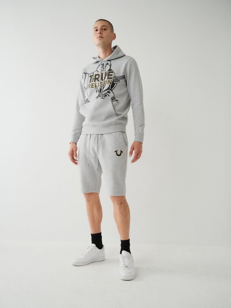 Heather Grey True Religion Logo Sweat Shorts | 7014-NBVKT