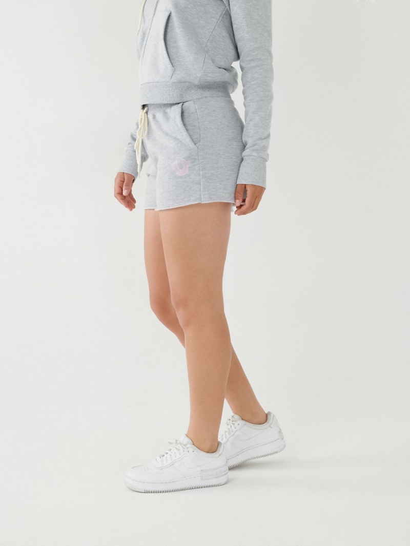 Heather Grey True Religion Logo Sweat Shorts | 8347-LHWOZ