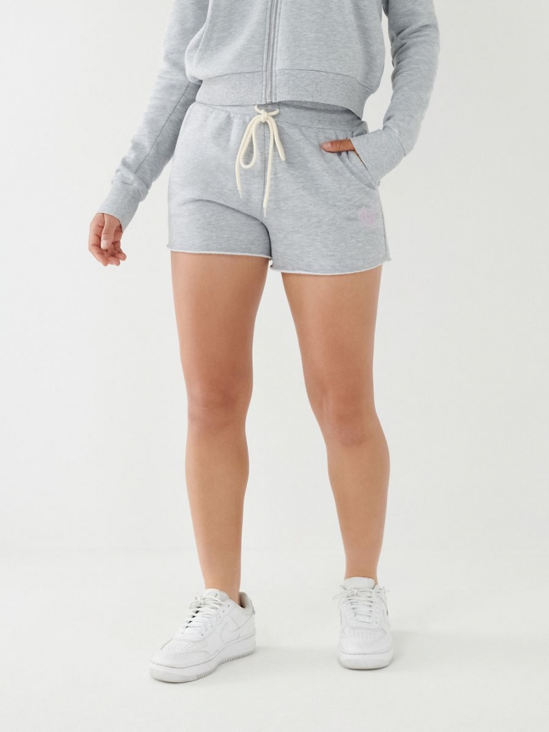 Heather Grey True Religion Logo Sweat Shorts | 8347-LHWOZ