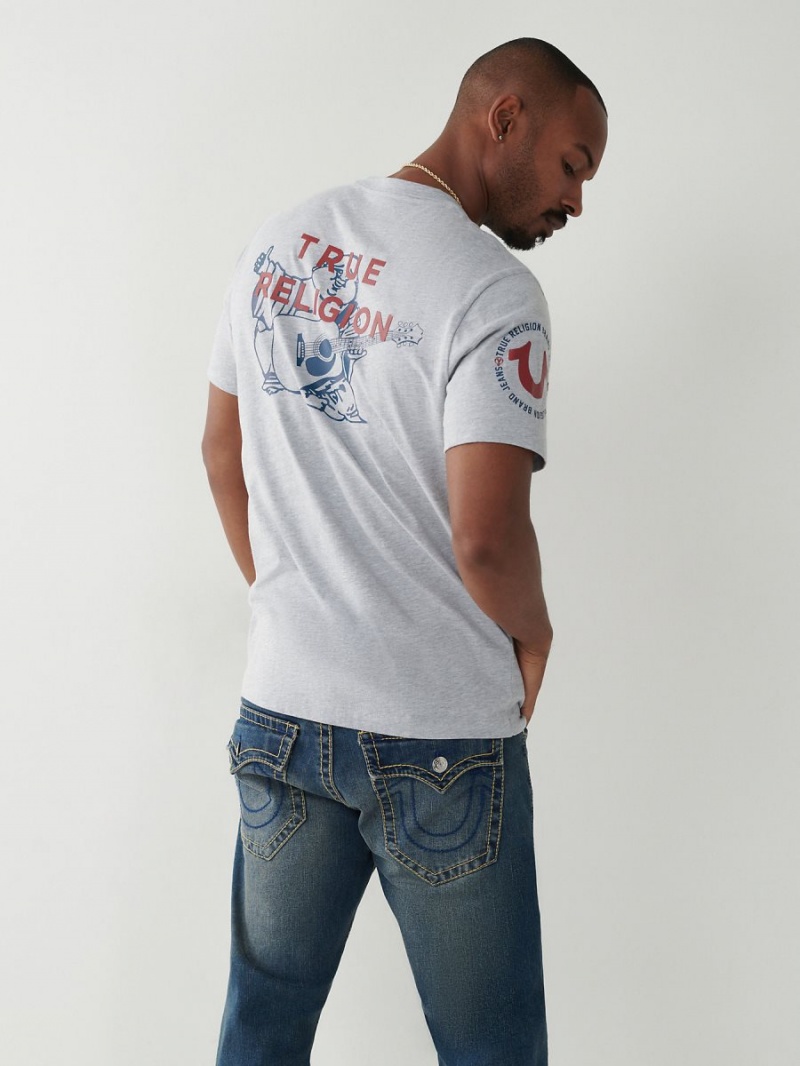 Heather Grey True Religion Logo T Shirts | 1563-ZMWTL