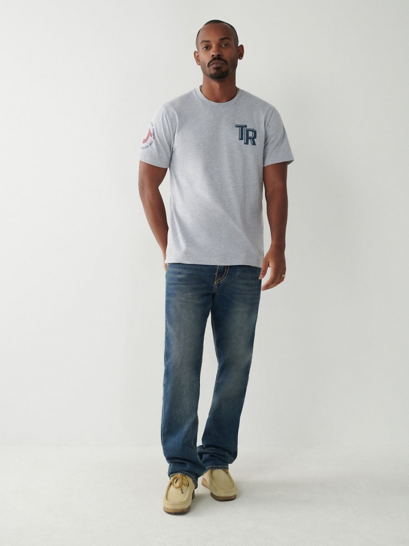 Heather Grey True Religion Logo T Shirts | 1563-ZMWTL