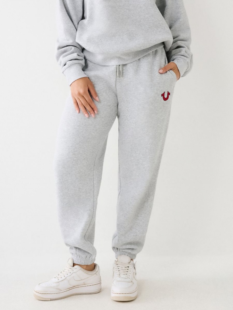 Heather Grey True Religion Relaxed Logo Jogger | 4567-HVUAQ