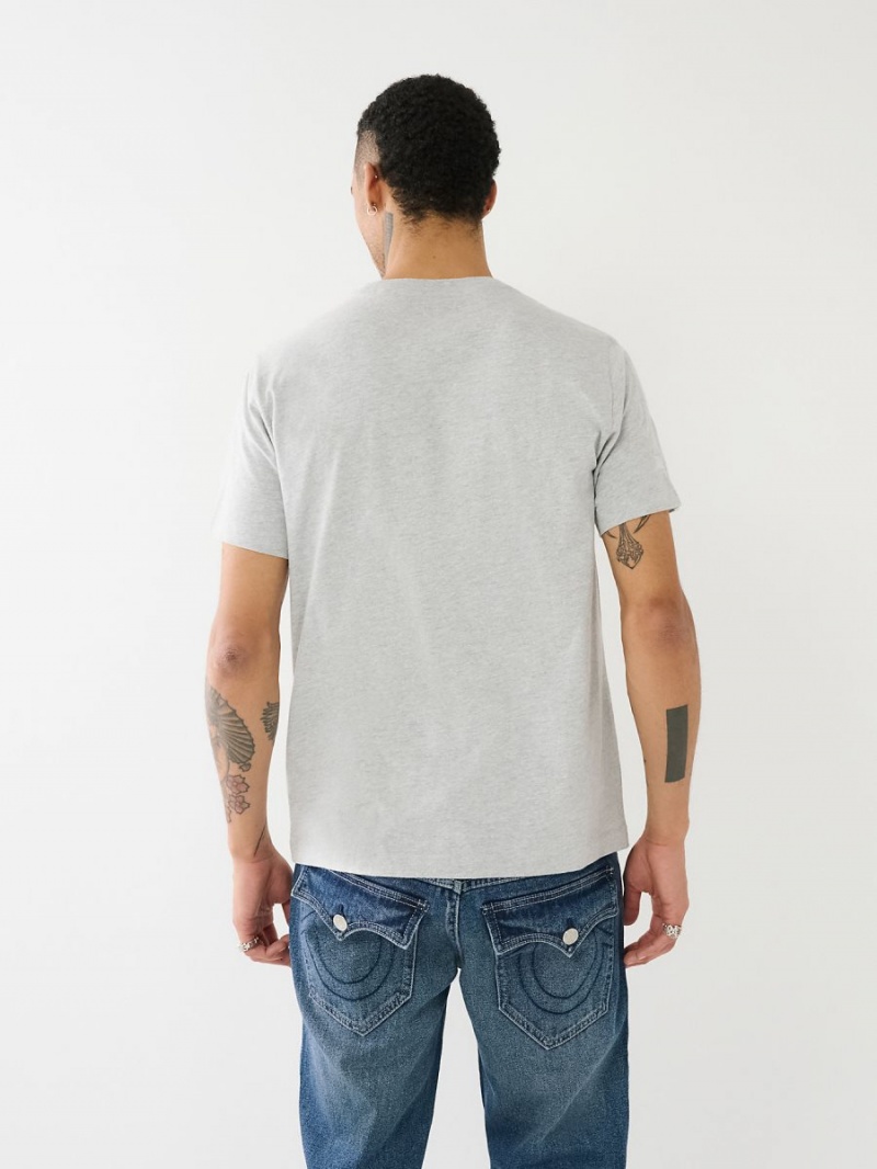 Heather Grey True Religion Strike Horseshoe Logo T Shirts | 8915-UFTMC