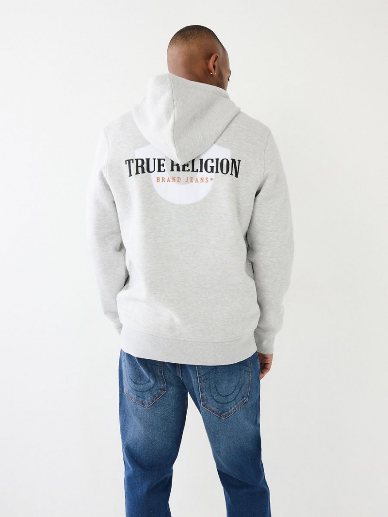 Heather Grey True Religion Zip Hoodie | 1298-NDCBA