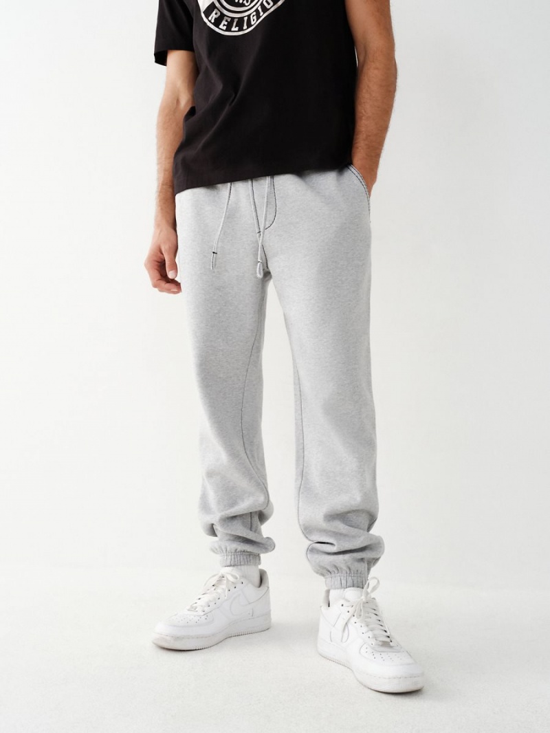 Heather Grey / Jet Black True Religion Big T Logo Jogger | 2764-PEVIN