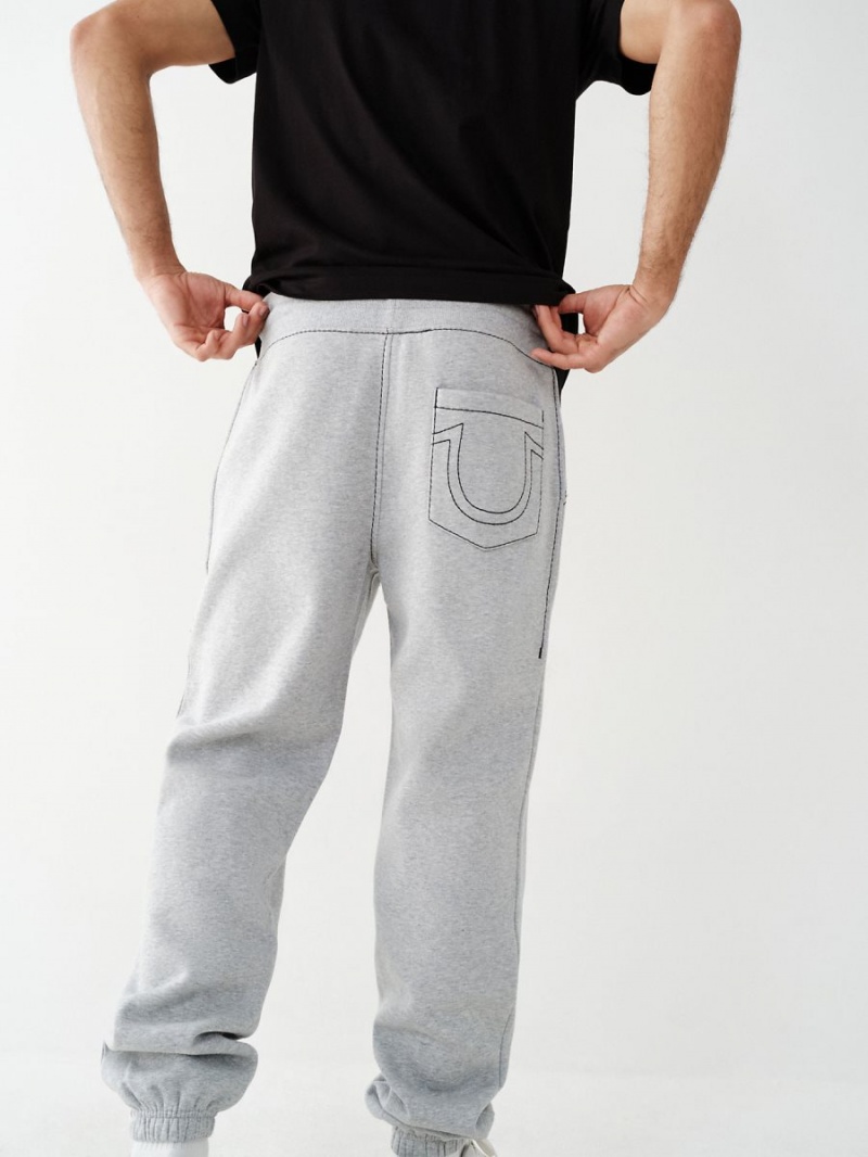 Heather Grey / Jet Black True Religion Big T Logo Jogger | 2764-PEVIN