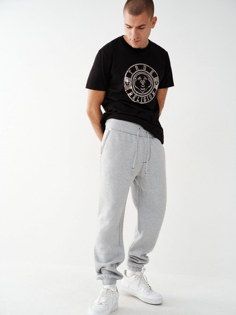 Heather Grey / Jet Black True Religion Big T Logo Jogger | 2764-PEVIN