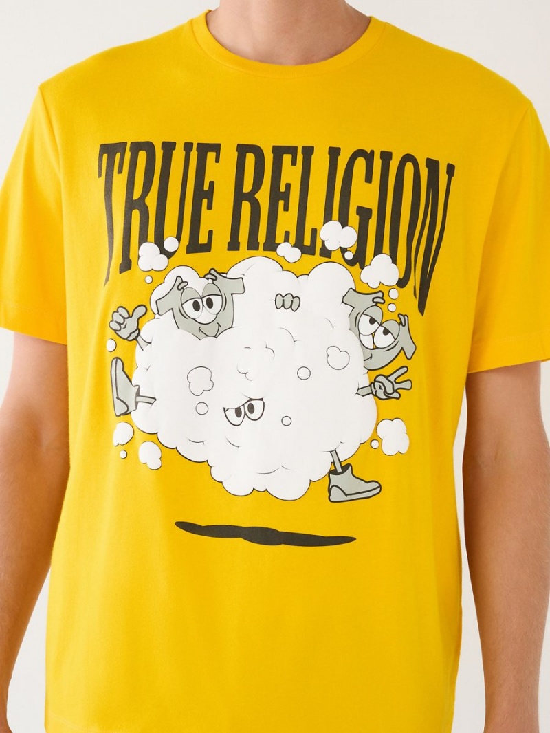 Honeysuckle True Religion Shoey Cloud Graphic Relaxed T Shirts | 5027-WSOQH