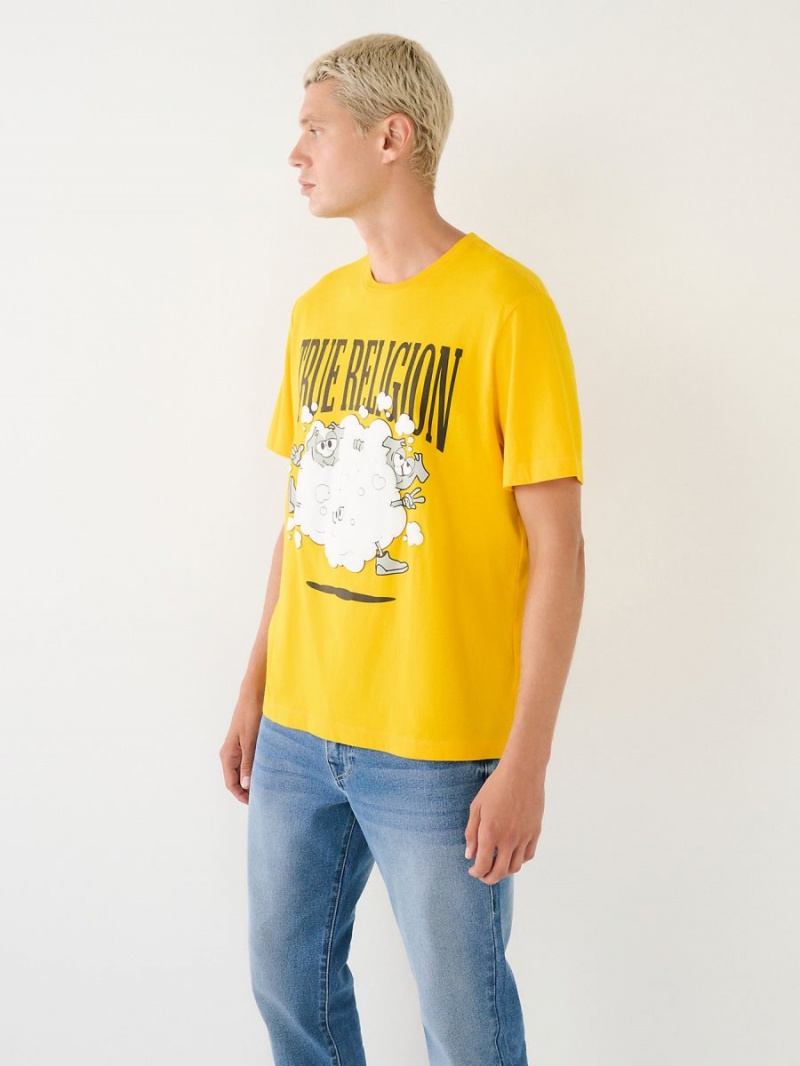 Honeysuckle True Religion Shoey Cloud Graphic Relaxed T Shirts | 5027-WSOQH