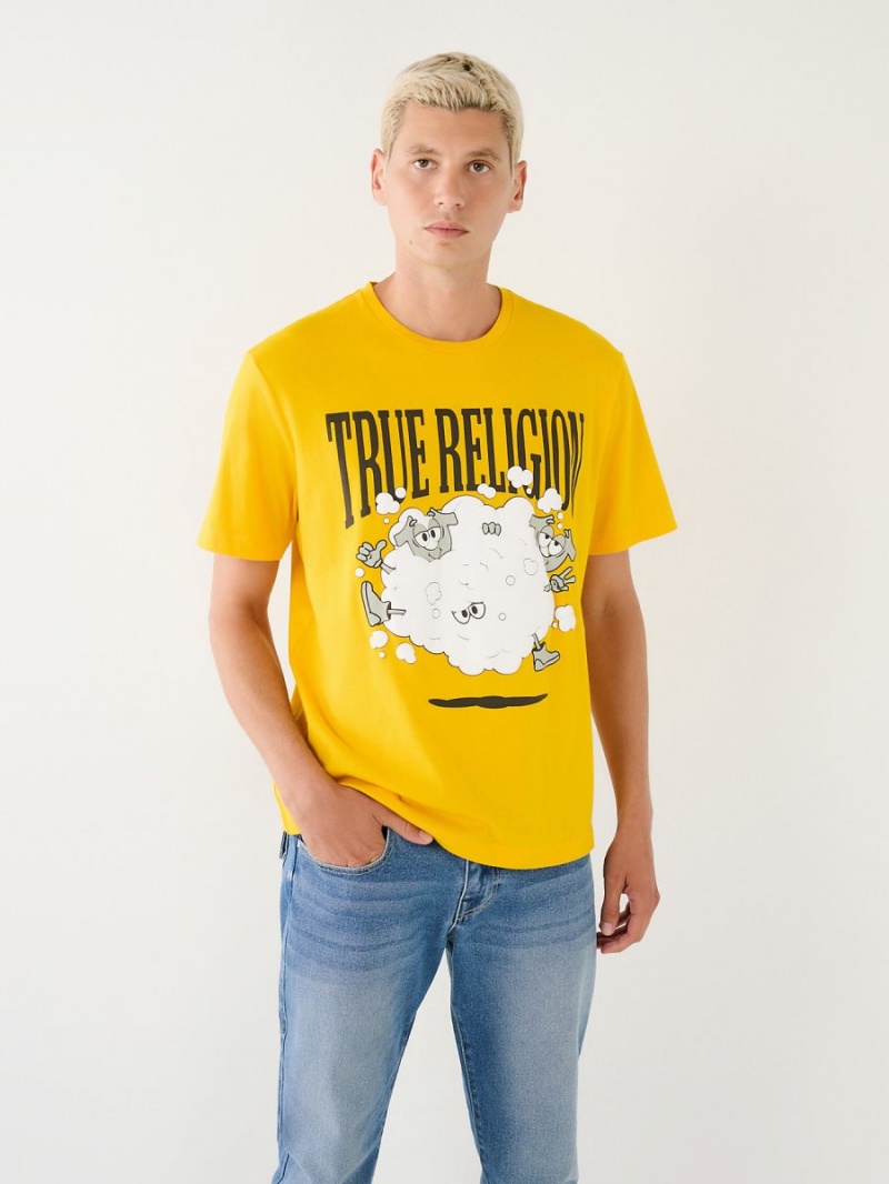 Honeysuckle True Religion Shoey Cloud Graphic Relaxed T Shirts | 5027-WSOQH