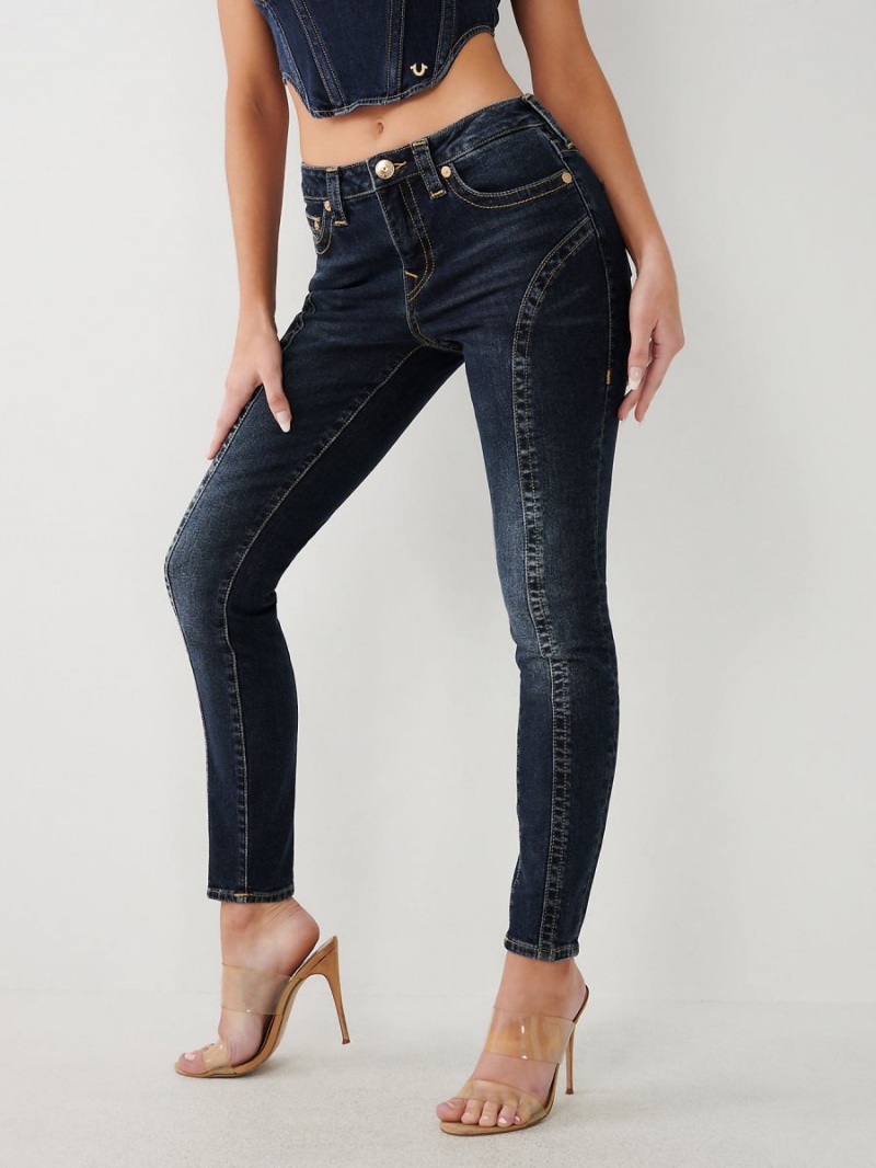 Hydrangea True Religion Jennie Mid Rise Curvy Skinny Jeans | 5937-OAXRP