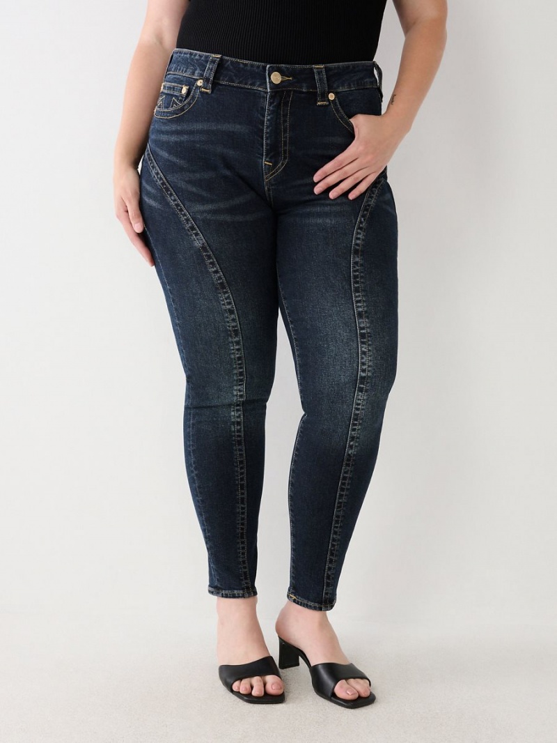 Hydrangea True Religion Plus Jennie Mid Rise Curvy Skinny Jeans | 7908-NBWKU