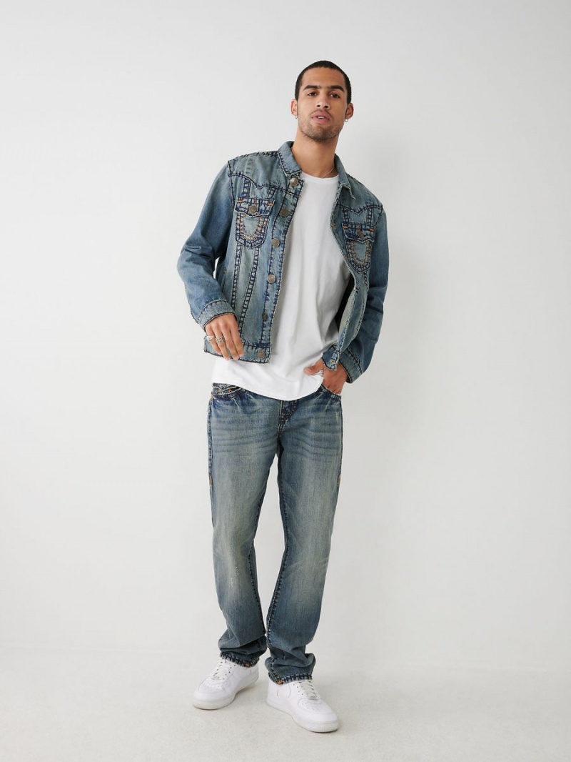 IFBM True Religion Jimmy Super T Stitch Denim Jacket | 8524-PUZJW