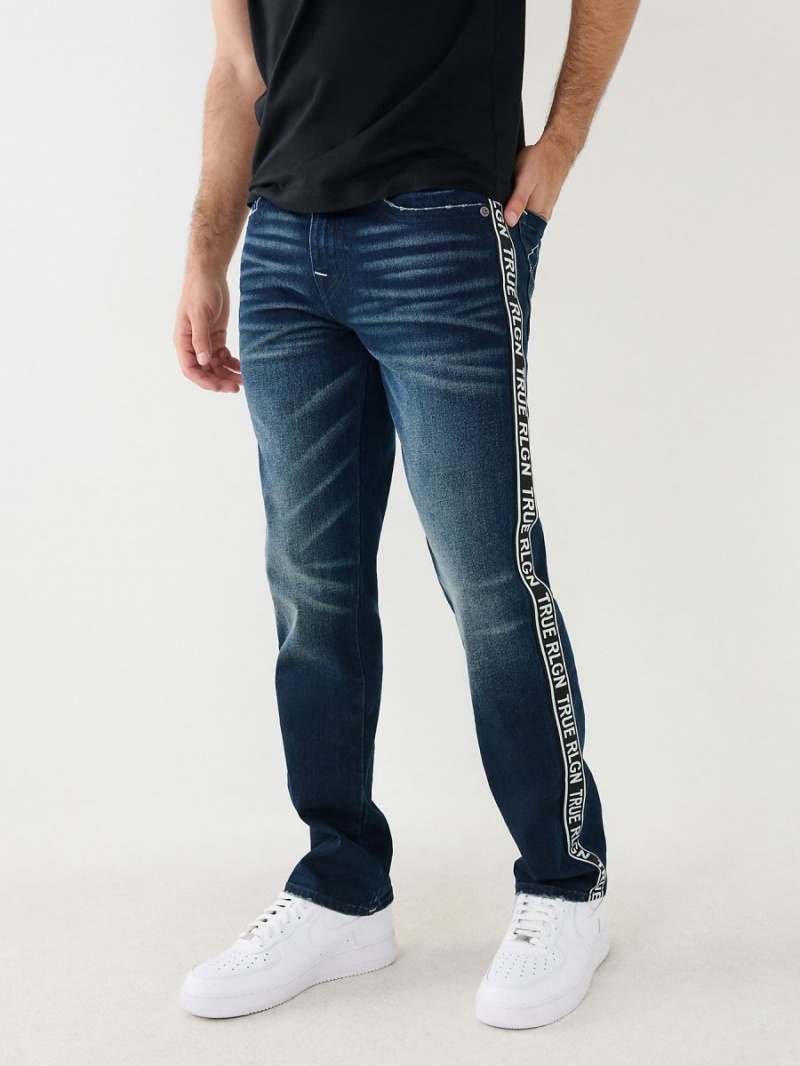 IHED True Religion Ricky Side Stripe Straight Jeans | 9075-KLSDU